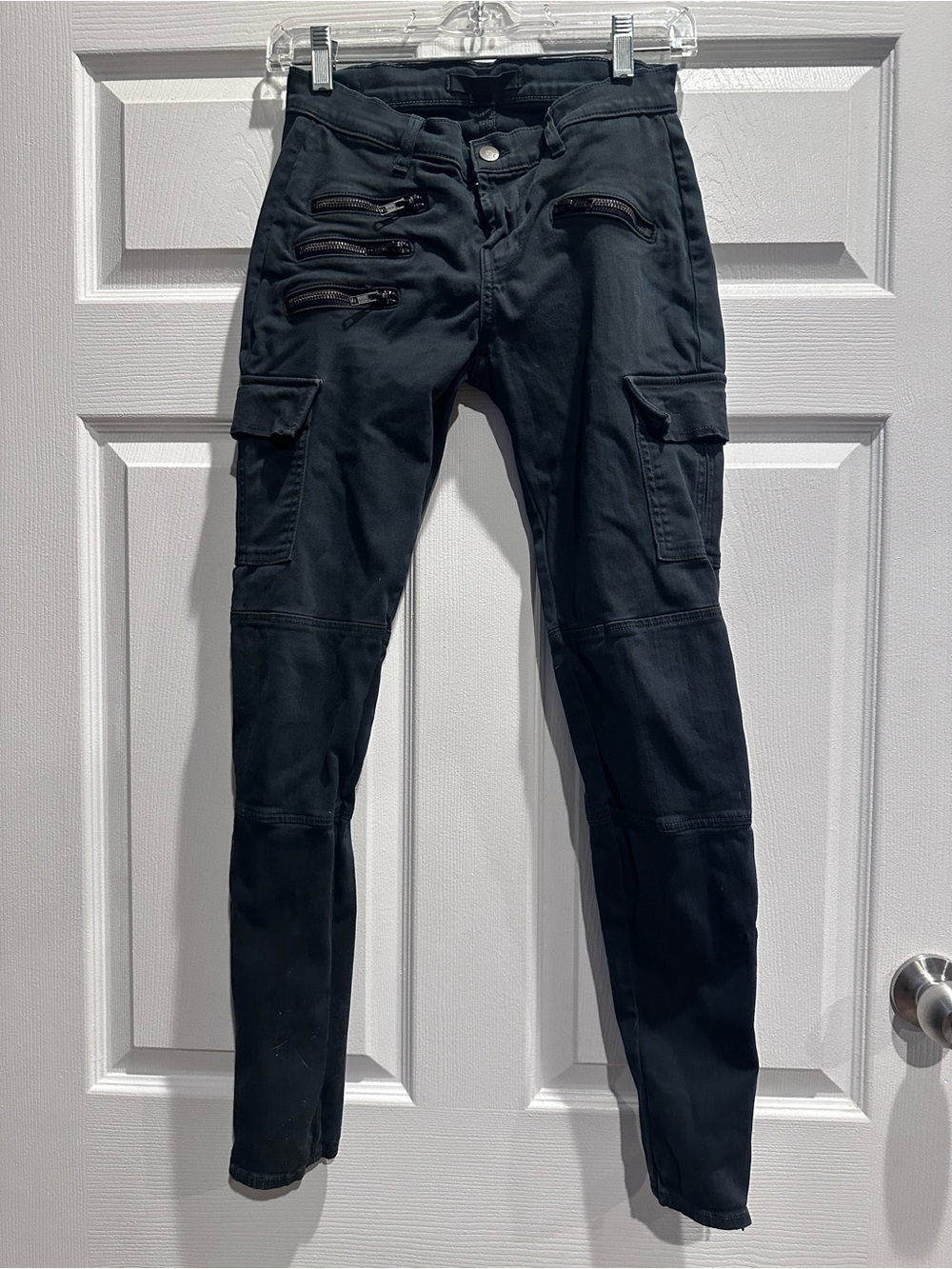 J Brand Black Cargo Zip-Pocket Tapered Pants